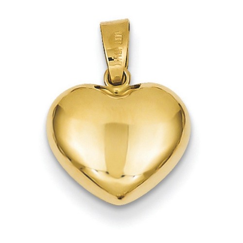 14k Yellow Gold Puffed Heart Charm 11x12 mm 0.6 gr *** Made in ITALY