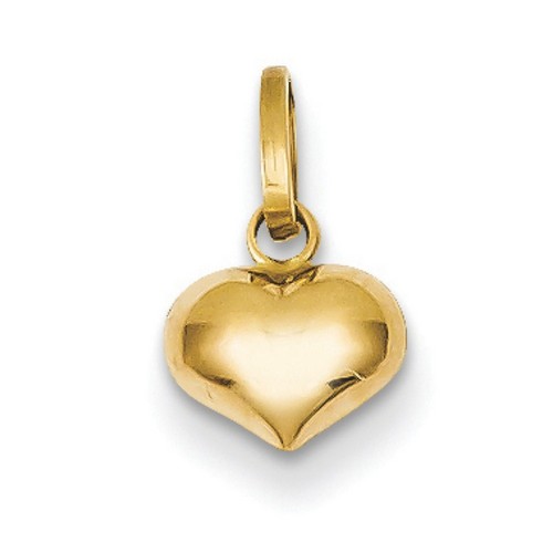 14k Yellow Gold Puffed Heart Charm 6x8 mm 0.24 gr *** Made in ITALY