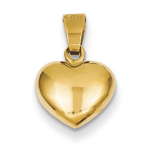 14k Yellow Gold Puffed Heart Charm 9x10 mm 0.46 gr *** Made in ITALY