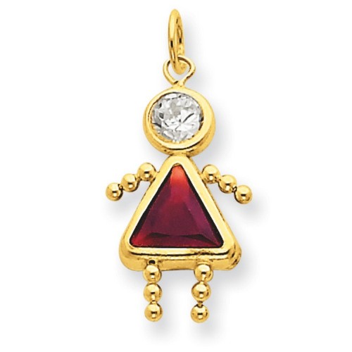 14K Yellow Gold January Girl Birthstone Charm 20x10mm