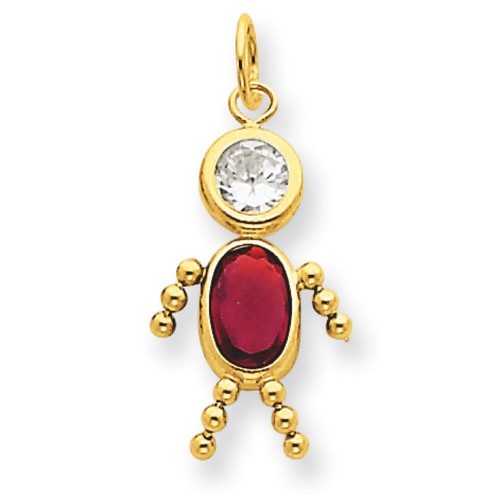 14K Yellow Gold January Boy Birthstone Charm 19x9mm 0.24gr
