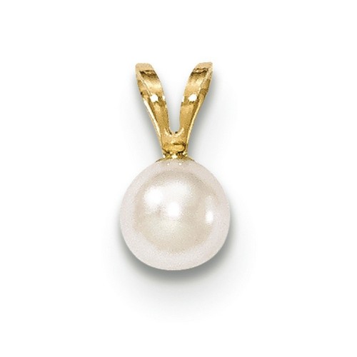 14K Yellow Gold 5-6mm White Saltwater Akoya Cultured Pearl Pendant