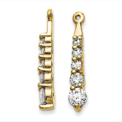14k Yellow Gold AA Diamond Earring Jackets 19x3 mm 1.32gr