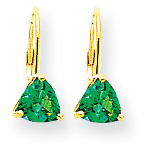 Trillion Helenite Mount Saint Helens Leverback Earrings in 14k Yellow Gold 6mm